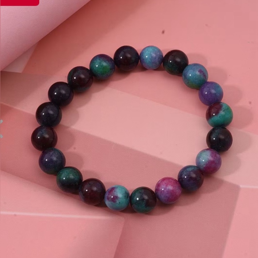 Purple Sugar Agate Beaded 137.65 ctw Stretch Bracelet